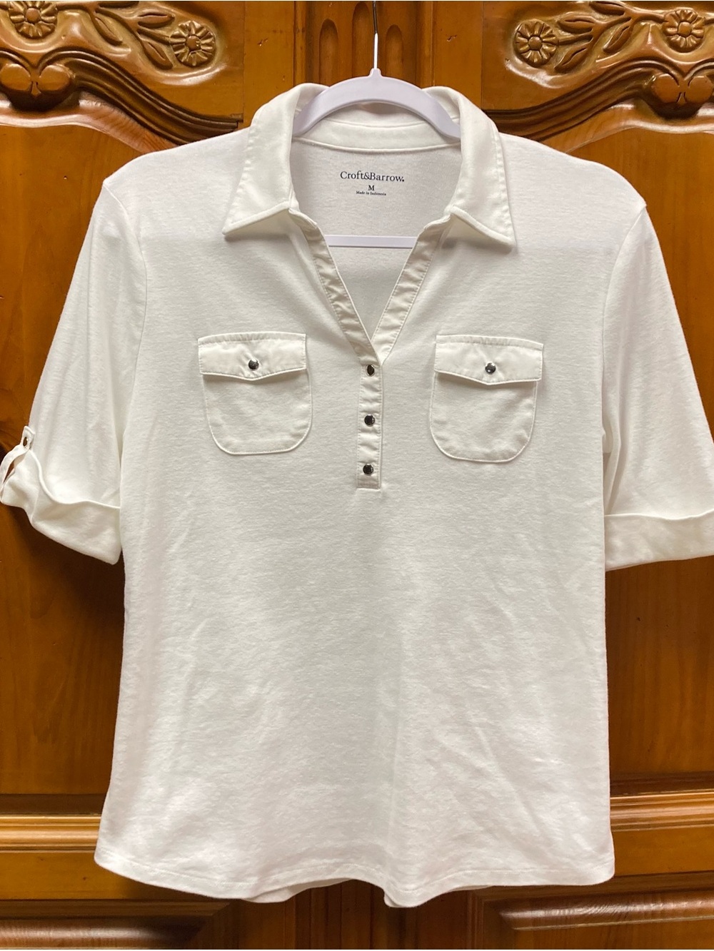Croft & Barrow White 100% Cotton Top Size Medium